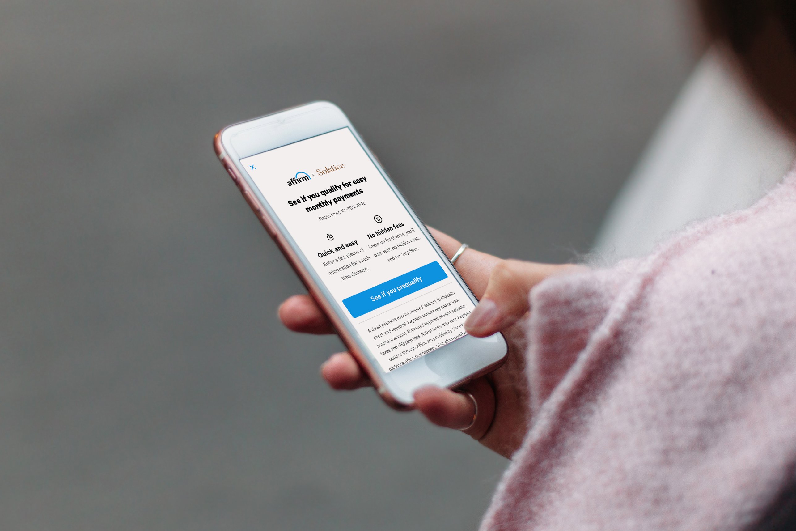 Person using Affirm app on a phone