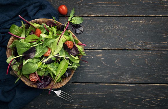 A basic salad in a bowl.