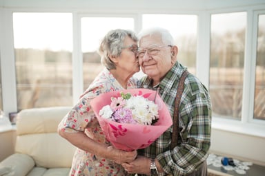 Senior-couple-flowers