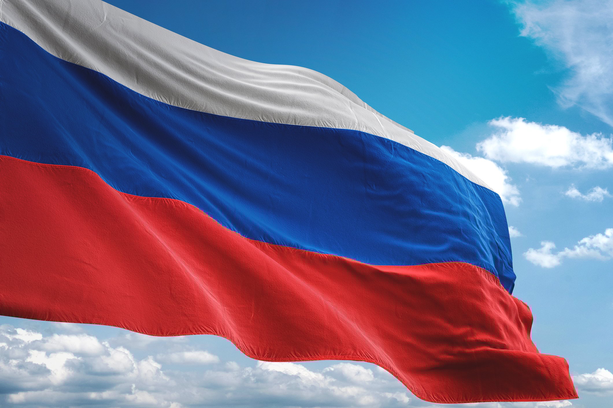 A Russian flag waving in the breeze