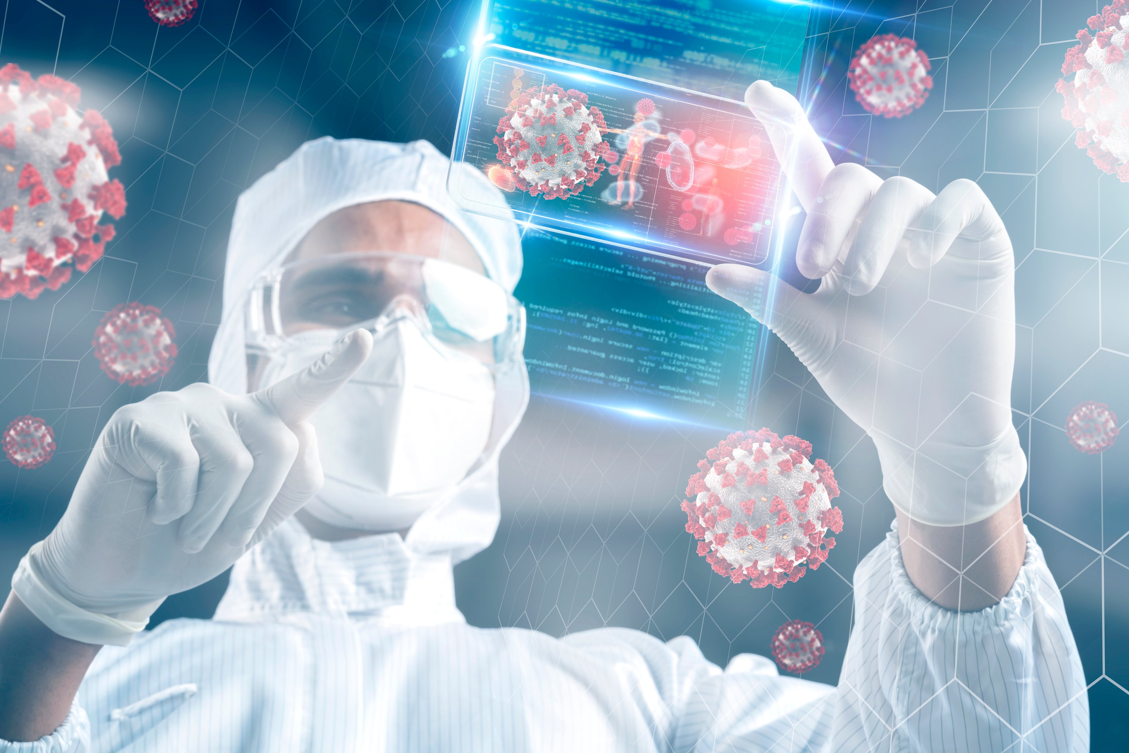 Scientist studying virus in a laboratory. 