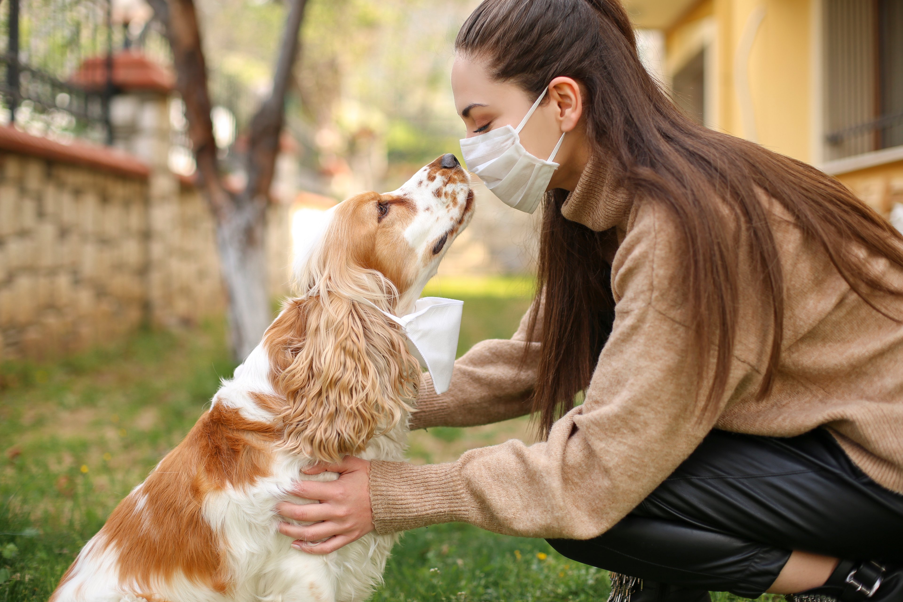 Woman bonding with her pet. 