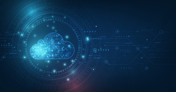 An illustration of cloud computing connections.