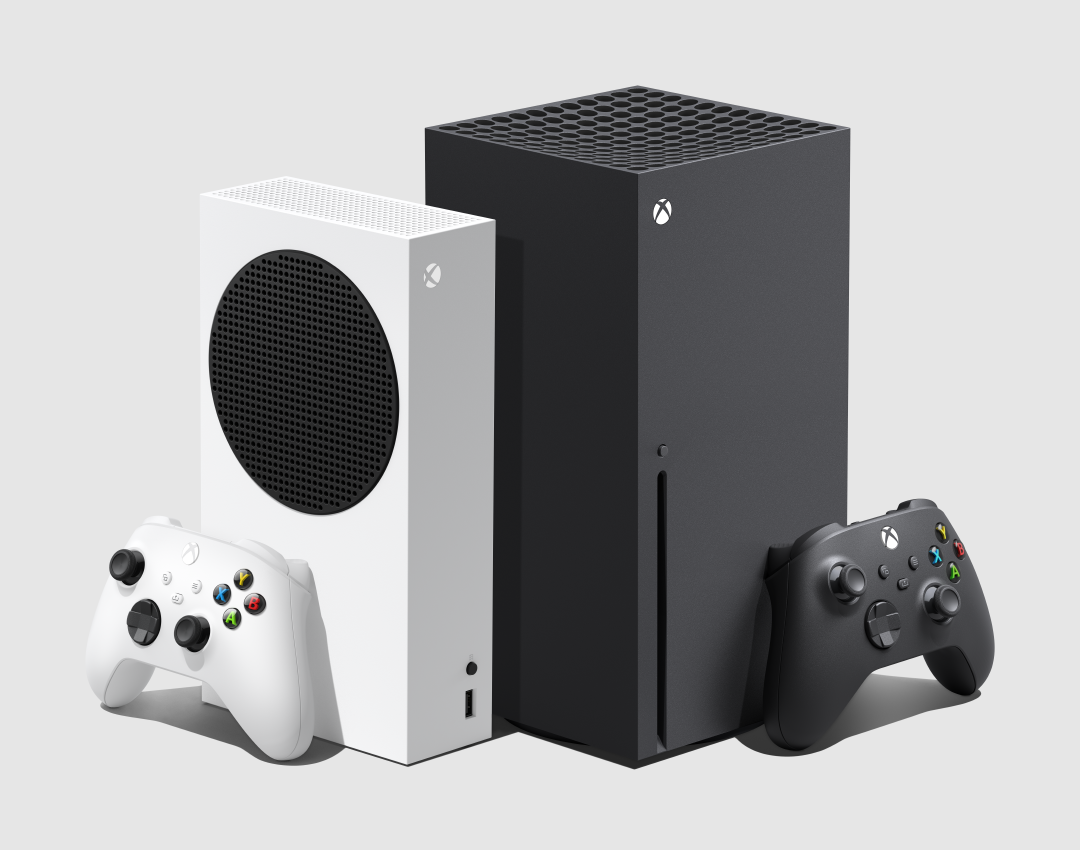 Newly launched white Xbox Series S and black Xbox series X.