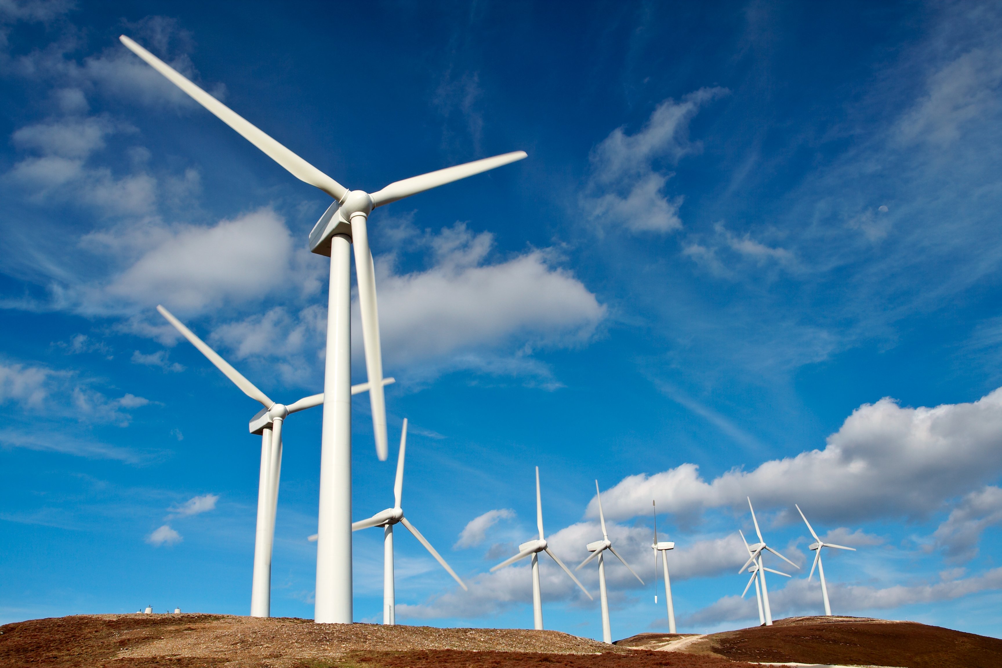 Wind power turbines.