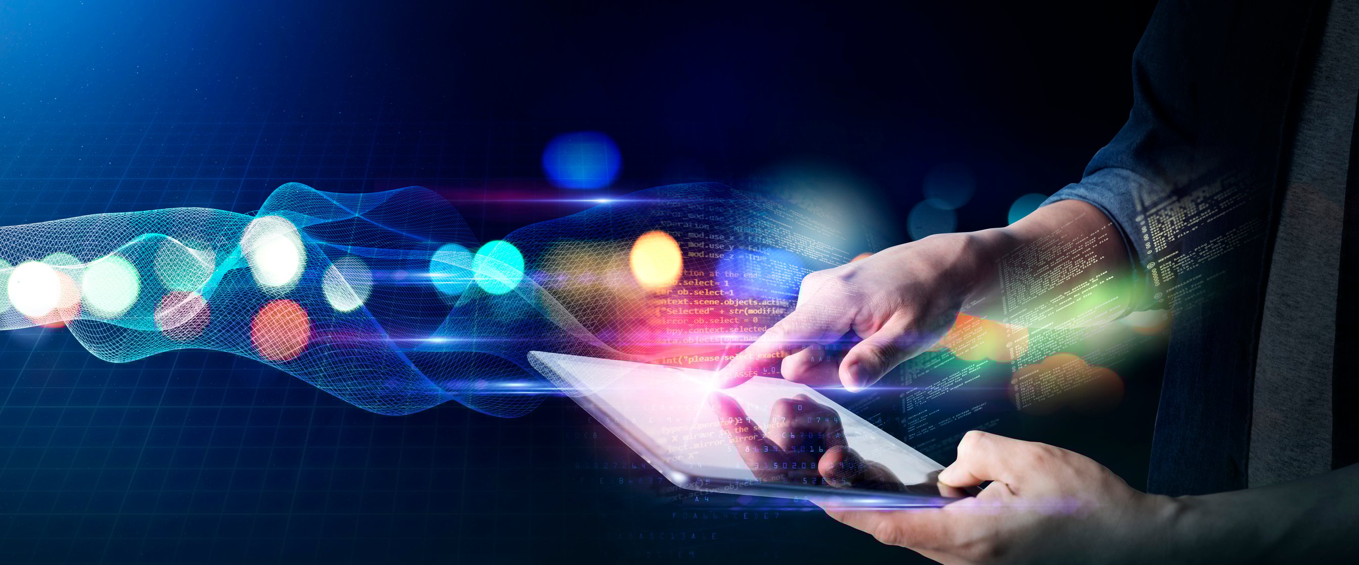 A person using a tablet. 