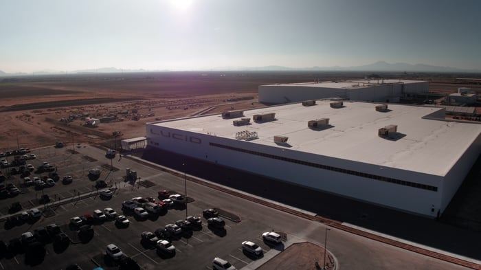 An aerial view of Lucid's Arizona factory.