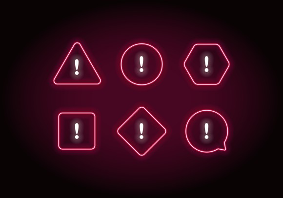 A set of six warning signs.