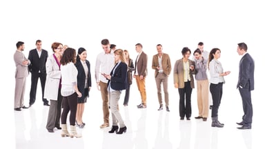 crowd of talking people 2