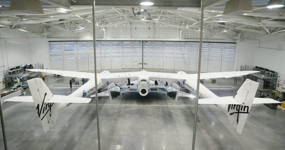 Virgin Galactic spacecraft in hanger. 