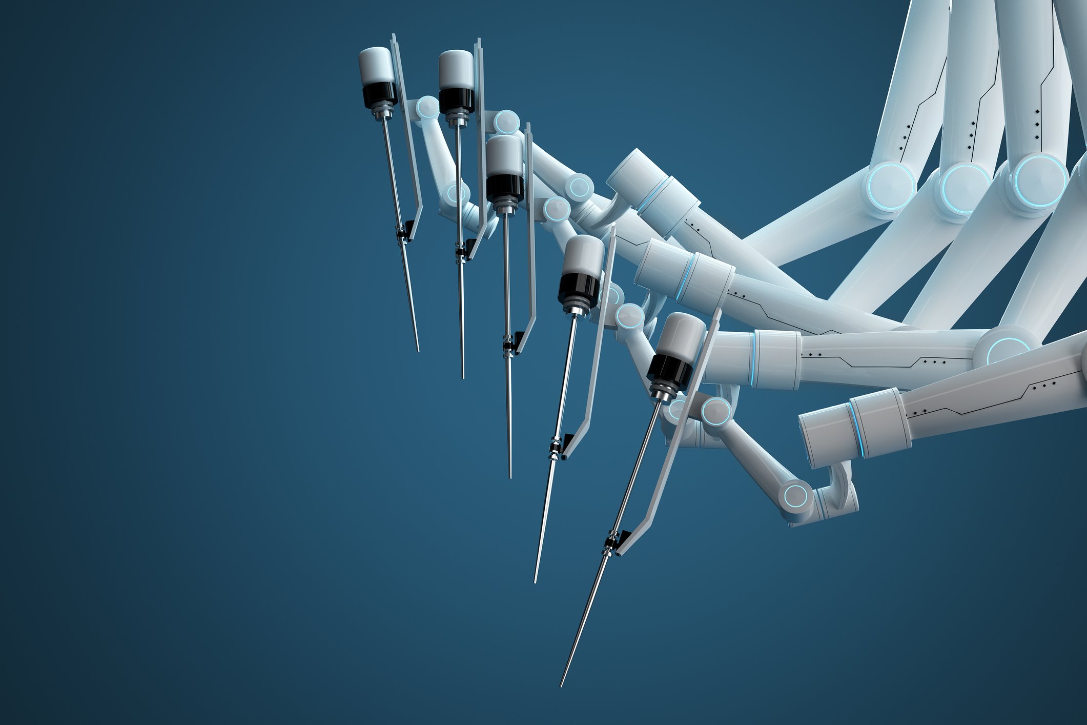 Several arms of a surgical robot.