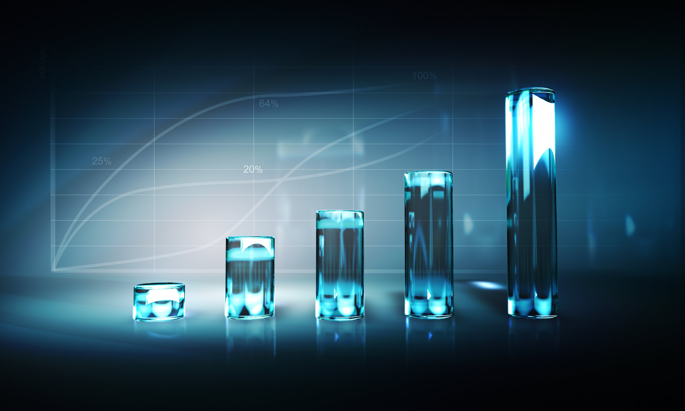 A rising digital bar chart.