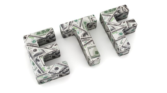 ETF with letters made of $100 bills