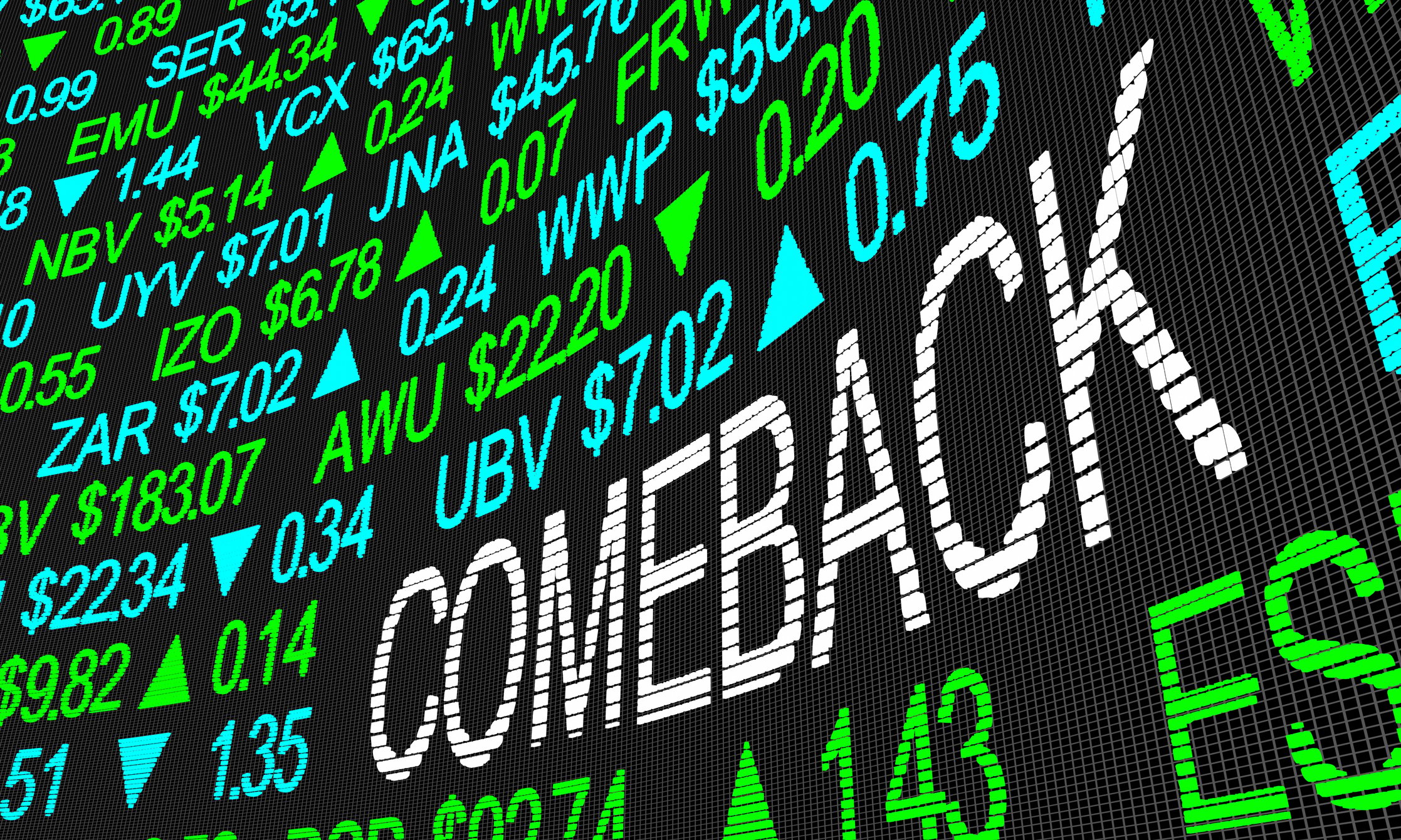 A stock board that has Comeback written on it 