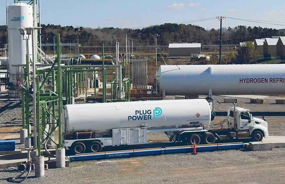 Plug Power tanker at hydrogen plant