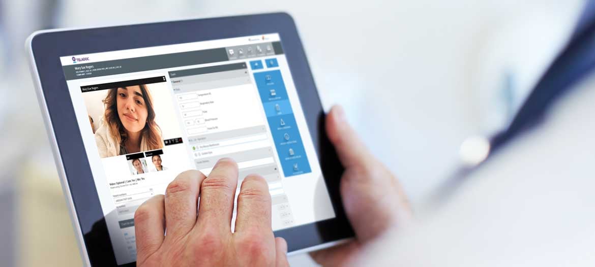 A screenshot of Teladoc's licensed platform on a tablet device.