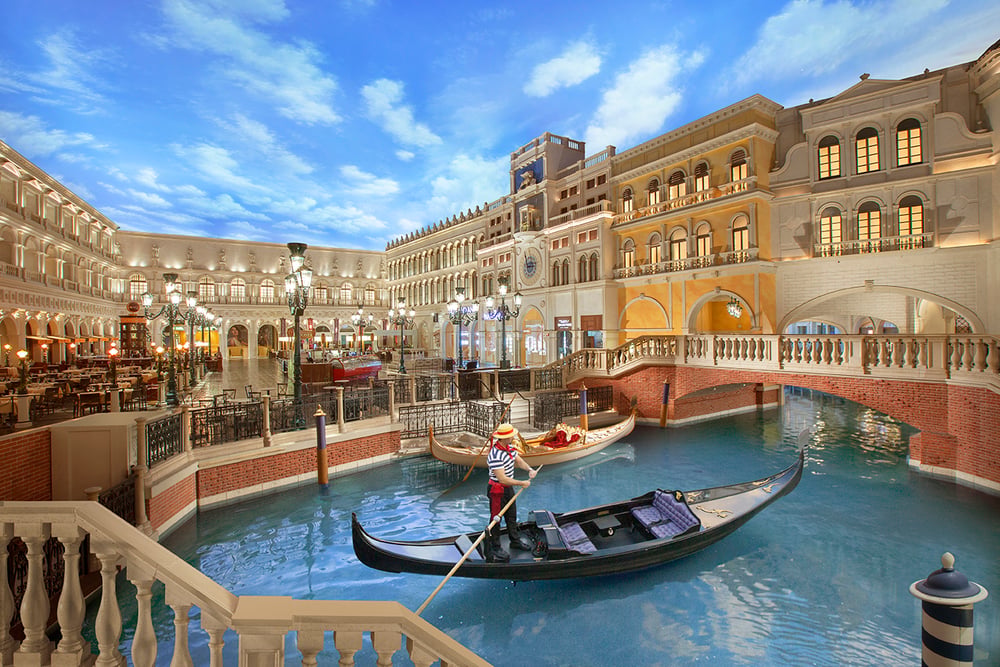 Interior of the Venetian with a gondolier