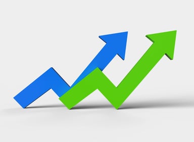 Blue and green arrows pointing up