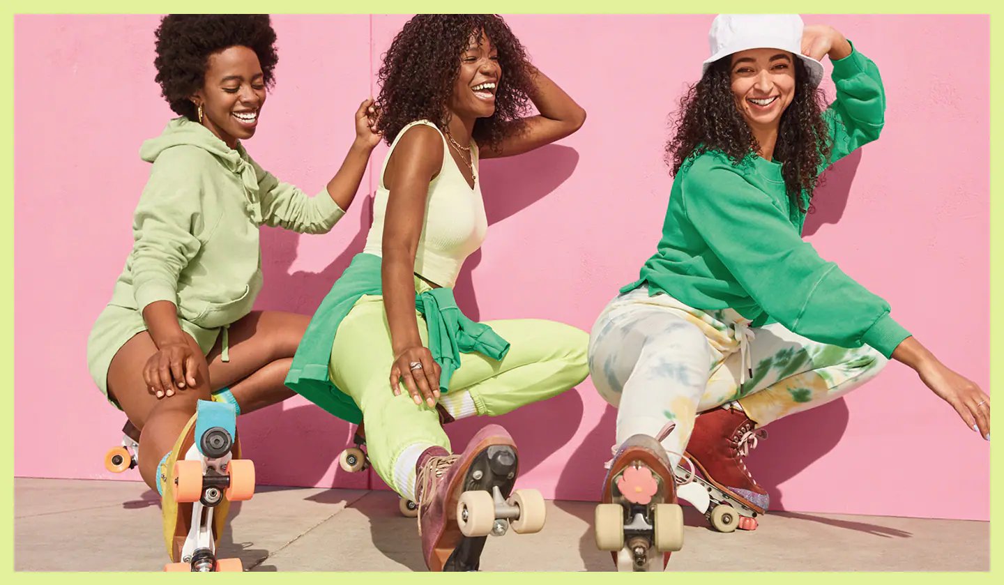 An Old Navy ad featuring three young women.