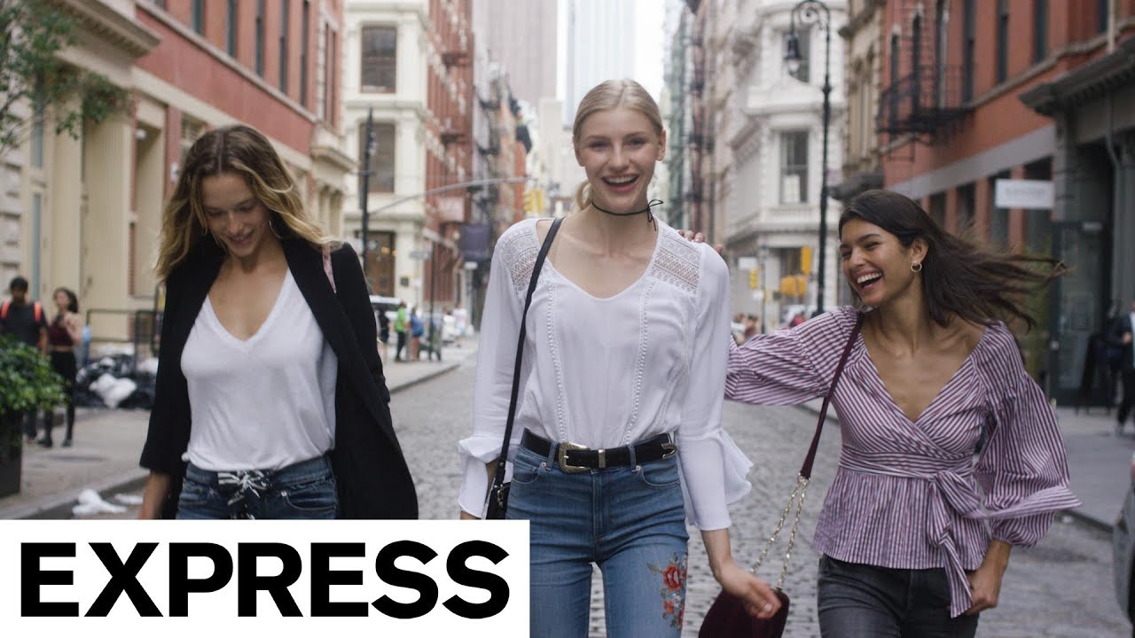 Women walking down the street in an Express ad