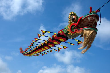 Flying Chinese dragon kite