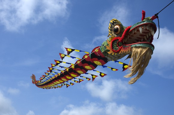 Flying Chinese dragon kite