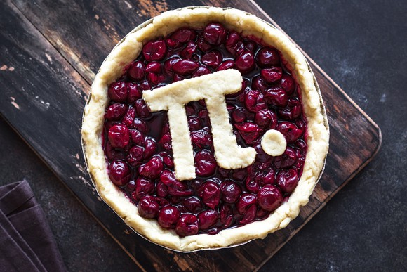 Pi symbol baked onto a pie