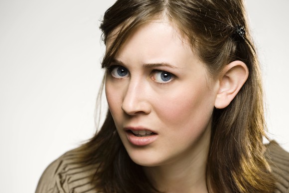 A woman looking confused