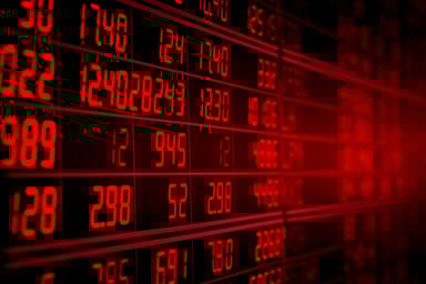 Red numbers on a screen.