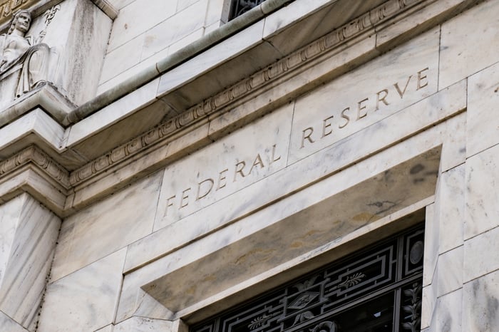 Federal Reserve building entrance.