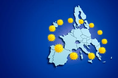 European Union map with coronavirus