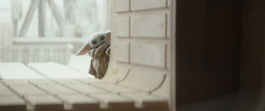 Baby Yoda Peaking Around a Corner