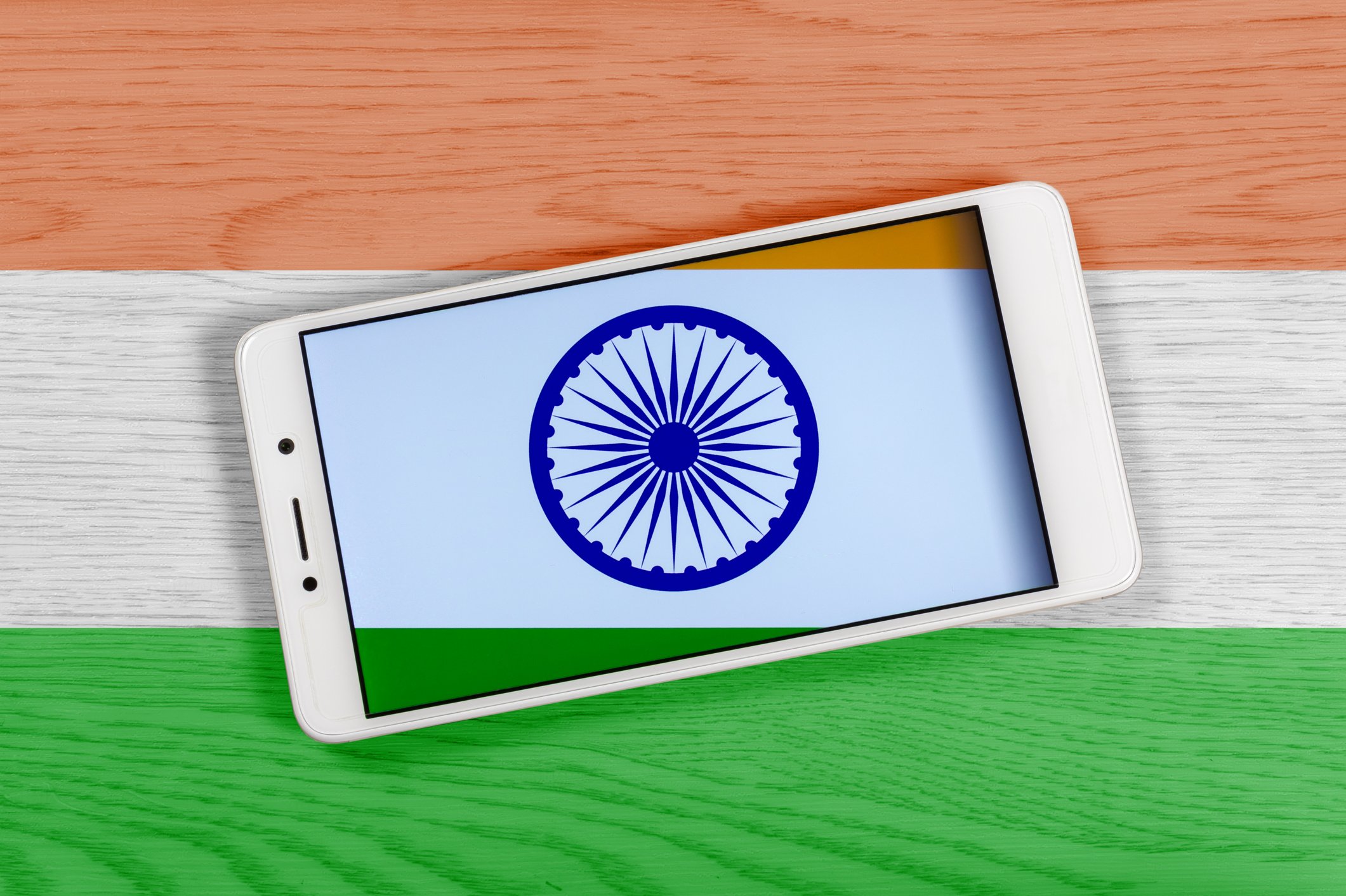 Indian flag displayed on a smartphone.