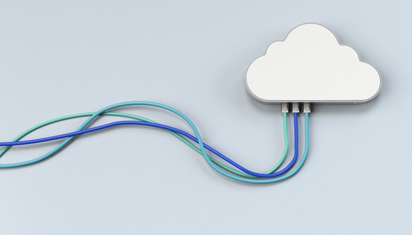 A cloud with wires plugged into it.