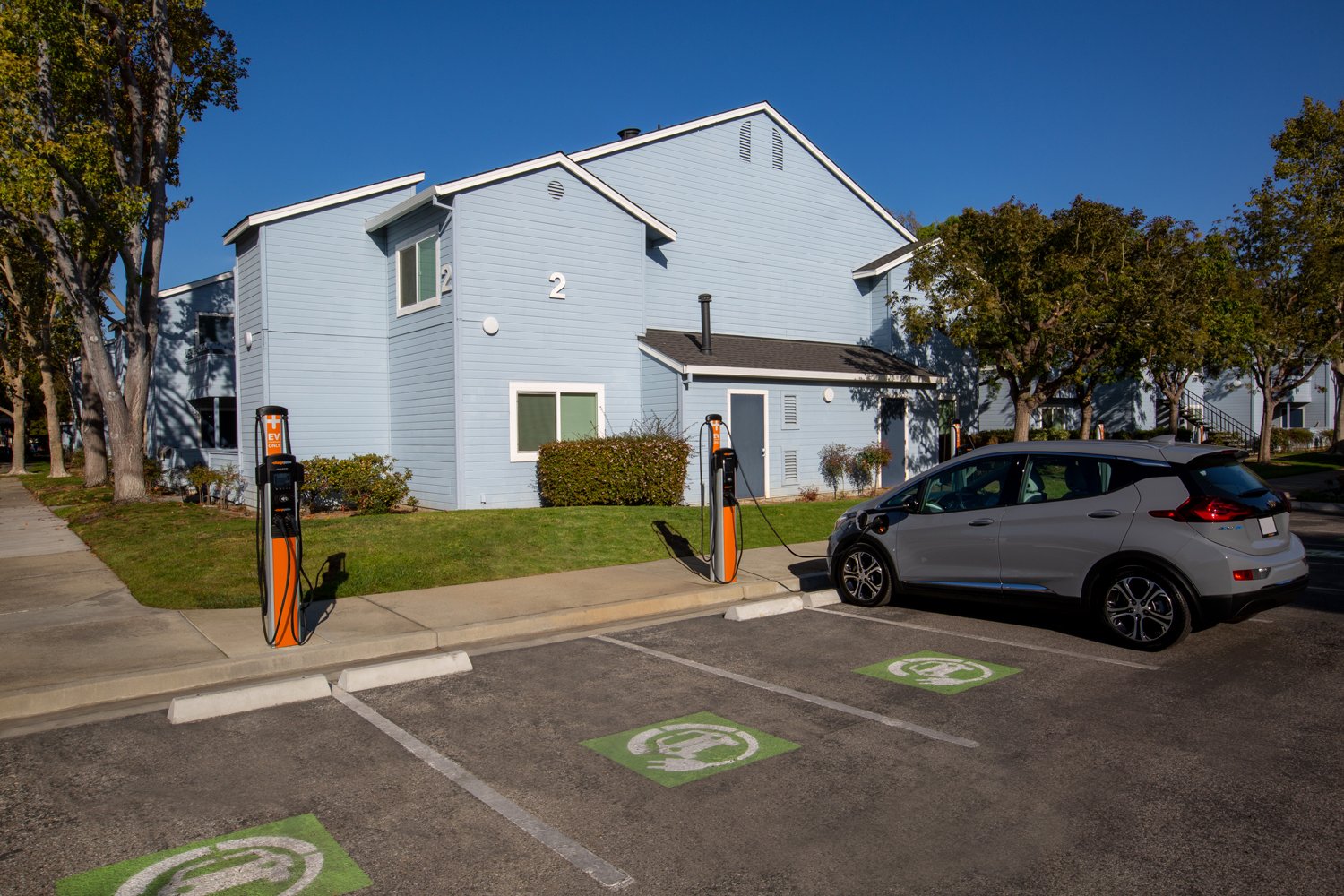 ChargePoint chargers in multifamily home parking lot