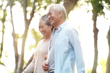Retired couple walking