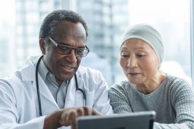 Doctor reviewing test results with a patient