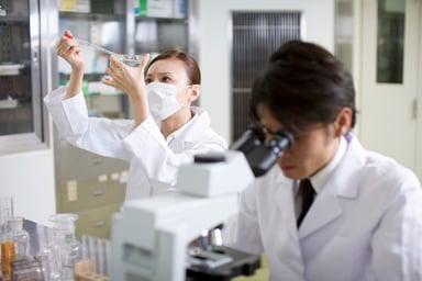 Japanese scientists in a lab