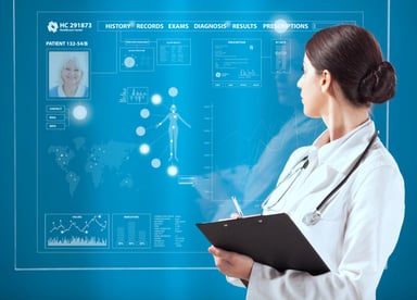 Doctor looking at screen with healthcare images