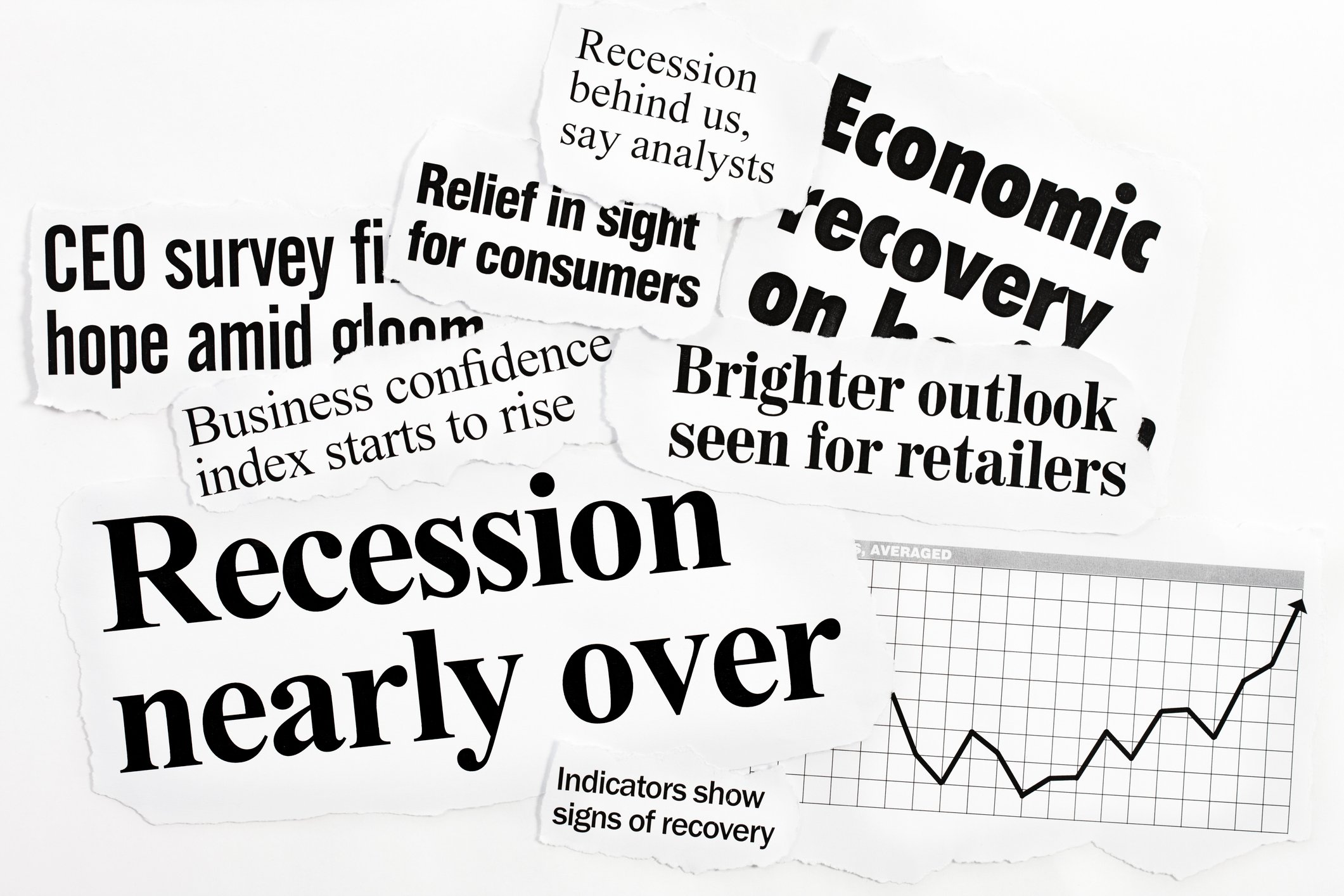 Newspaper headlines about good economic news