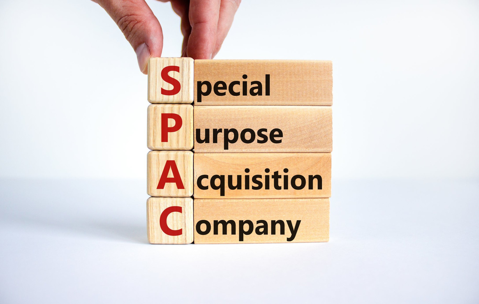 Building blocks spelling out SPAC, for Special Purpose Acquisition Company 