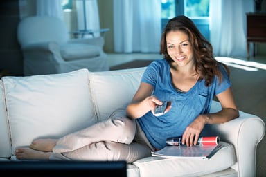 Lady Pressing Remote Control