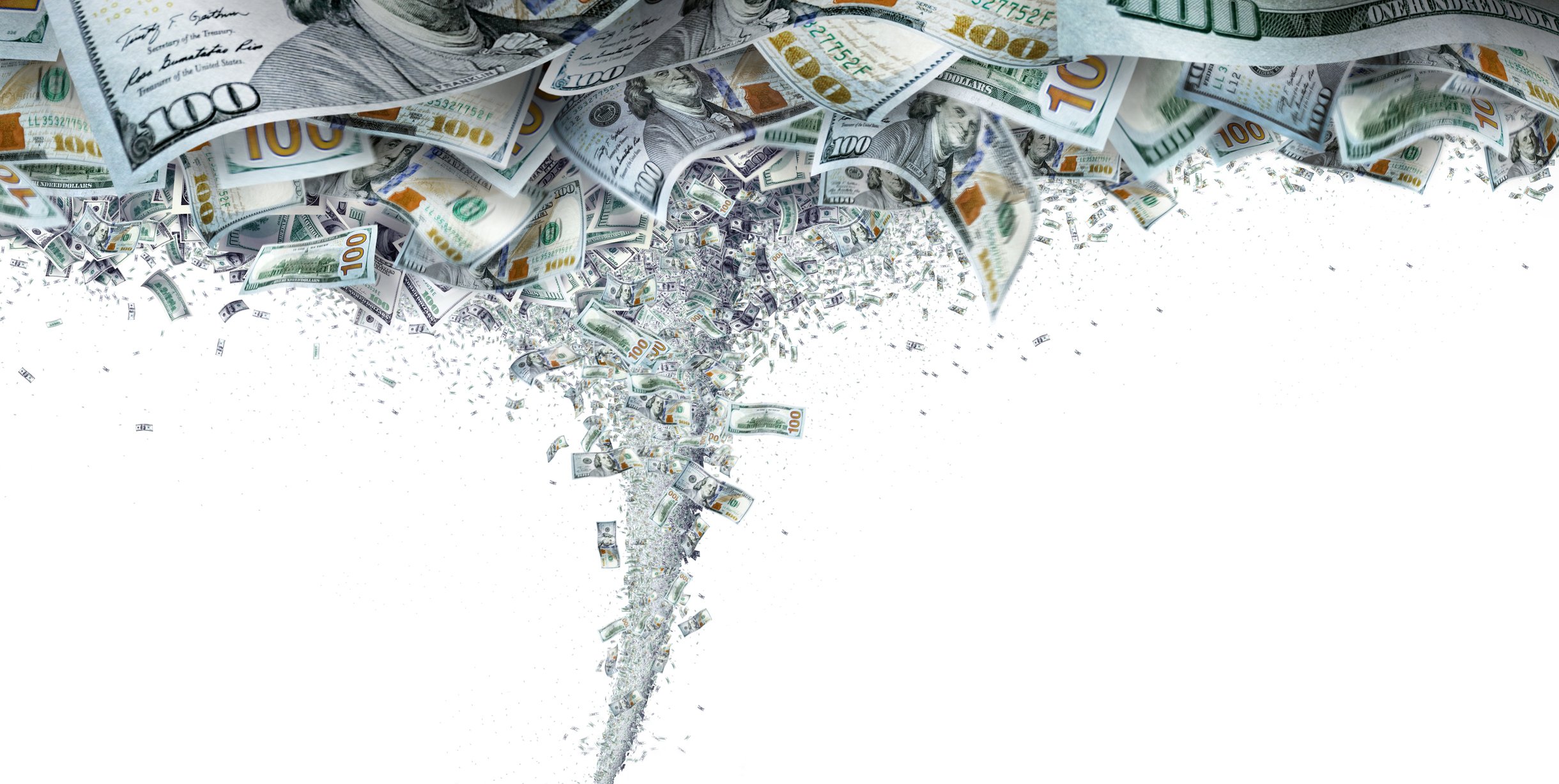 A tornado of $100 bills.