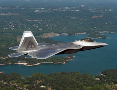 LMT F-22 Raptor flies over Georgia. source LMT