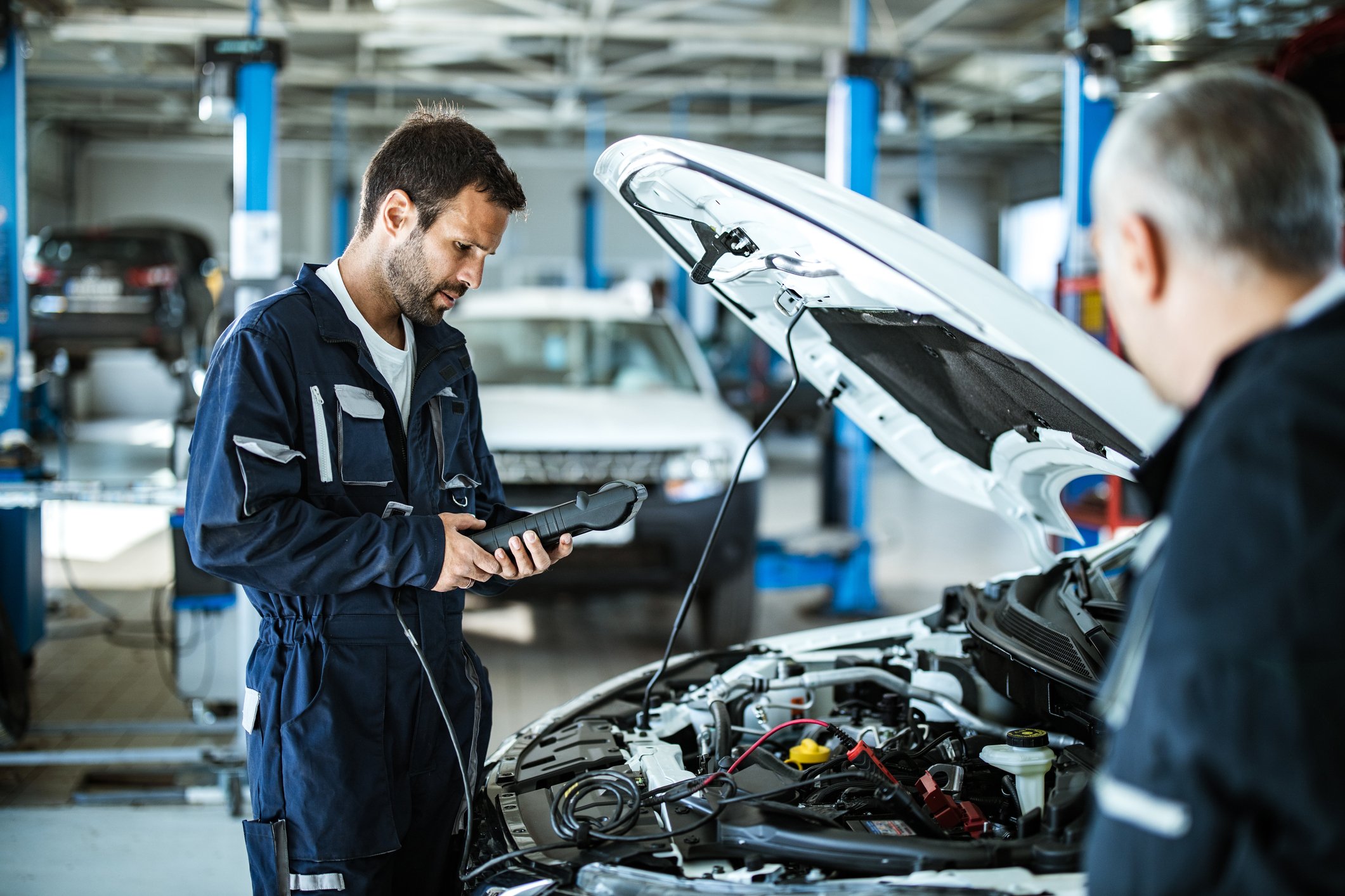 A car mechanic at work.