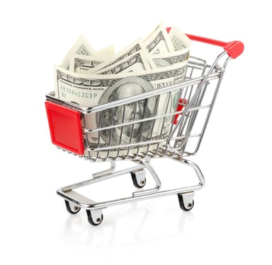 Shopping cart with money
