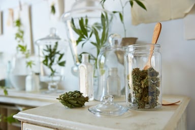 marijuana in glass containers