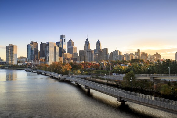 Philadelphia skyline.