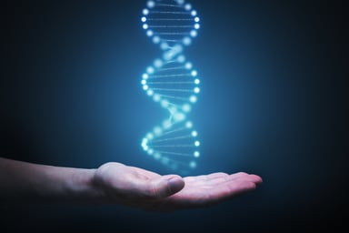 DNA image over a hand