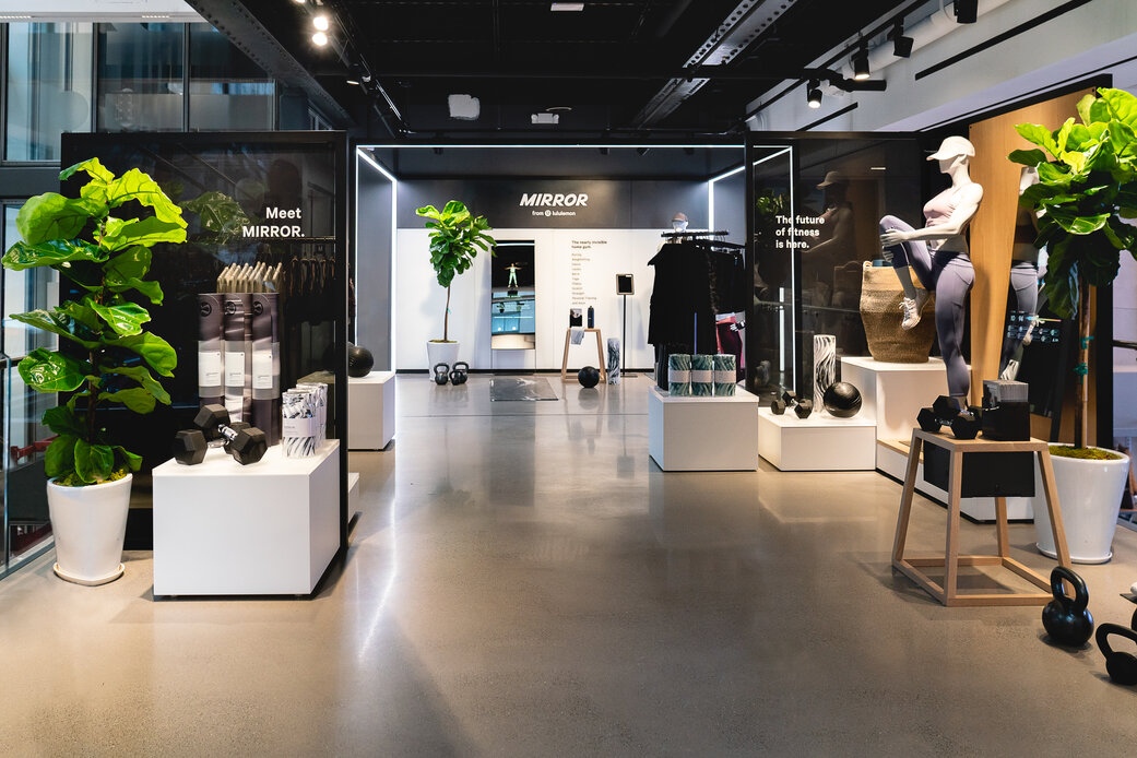 An example of a Mirror shop-in-shop in a Lululemon store.